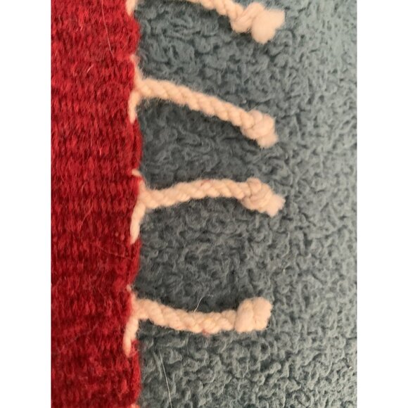 Vintage Zapotec Rug Women of the Cornfield Red Hand Woven Wool 23 x 41 Fringed - Picture 9 of 13
